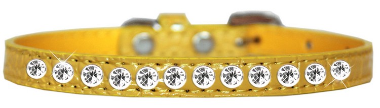 One Row Clear Jewel Croc Dog Collar Yellow Size 12